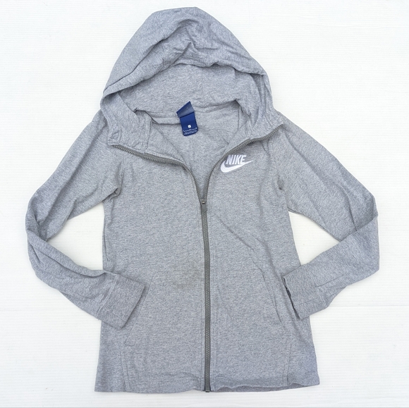 NIKE kids heathered gray zip-up hoodie sweatshirt jacket - Picture 5 of 6